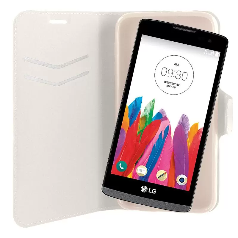 matshop.gr - VOLTE-TEL ΘΗΚΗ LG LEON H340N/H320 LINE LEATHER-TPU BOOK STAND WHITE