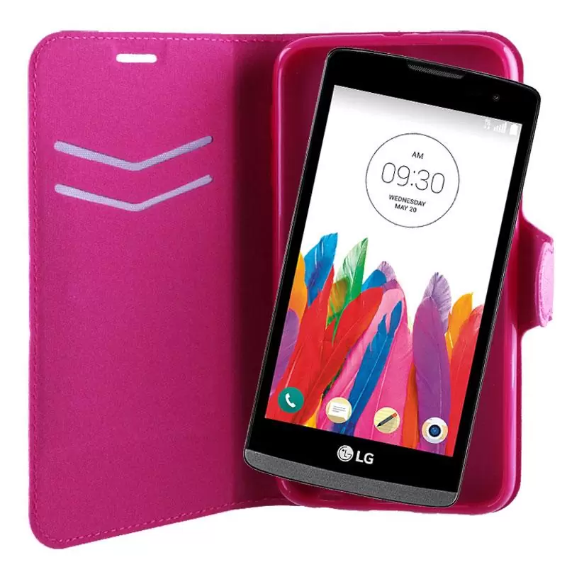 matshop.gr - VOLTE-TEL ΘΗΚΗ LG LEON H340N/H320 LINE LEATHER-TPU BOOK STAND PINK