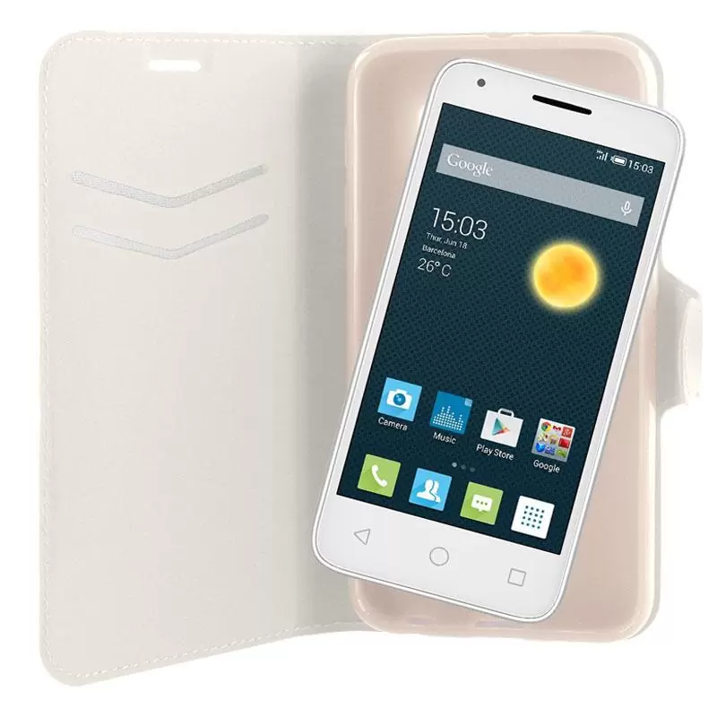 matshop.gr - VOLTE-TEL ΘΗΚΗ ALCATEL PIXI 3 4" 4013D LINE LEATHER-TPU BOOK STAND WHITE