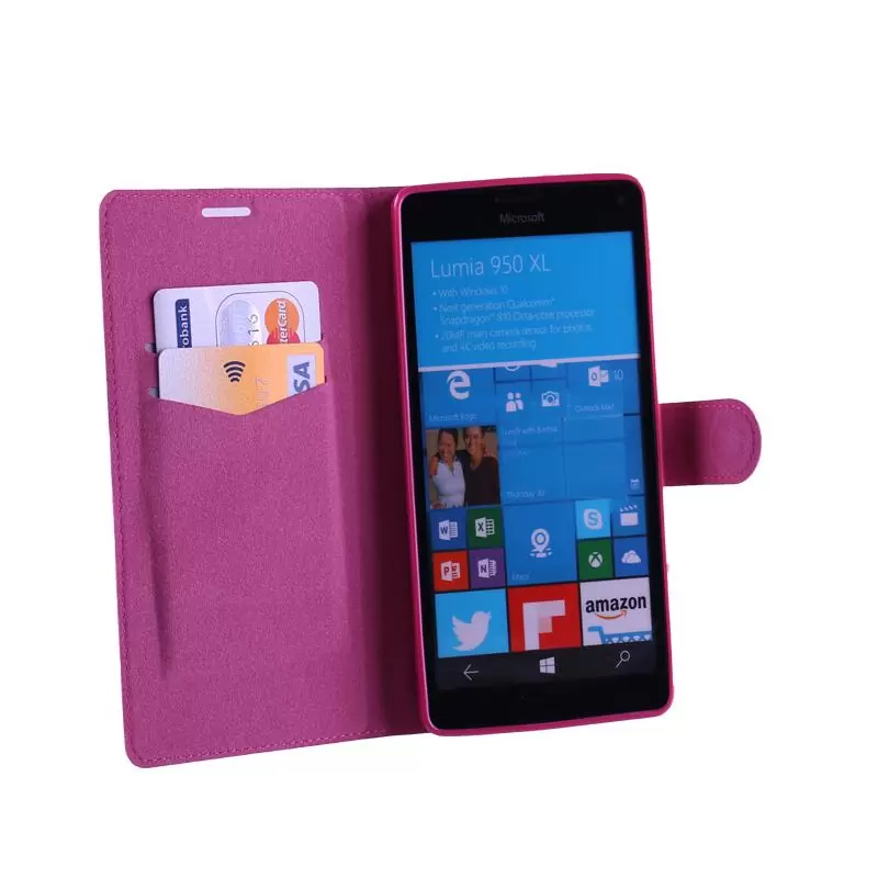 matshop.gr - VOLTE-TEL ΘΗΚΗ MICROSOFT LUMIA 950 XL LINE LEATHER-TPU BOOK STAND PINK
