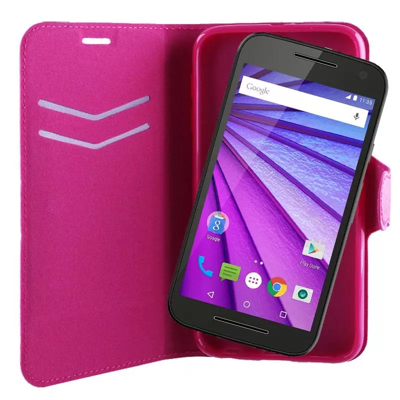 matshop.gr - VOLTE-TEL ΘΗΚΗ MOTOROLA MOTO G3 XT1541 LINE LEATHER-TPU BOOK STAND PINK
