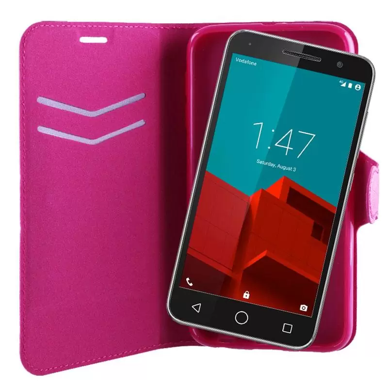 matshop.gr - VOLTE-TEL ΘΗΚΗ VODAFONE SMART PRIME 6 LINE LEATHER-TPU BOOK STAND PINK