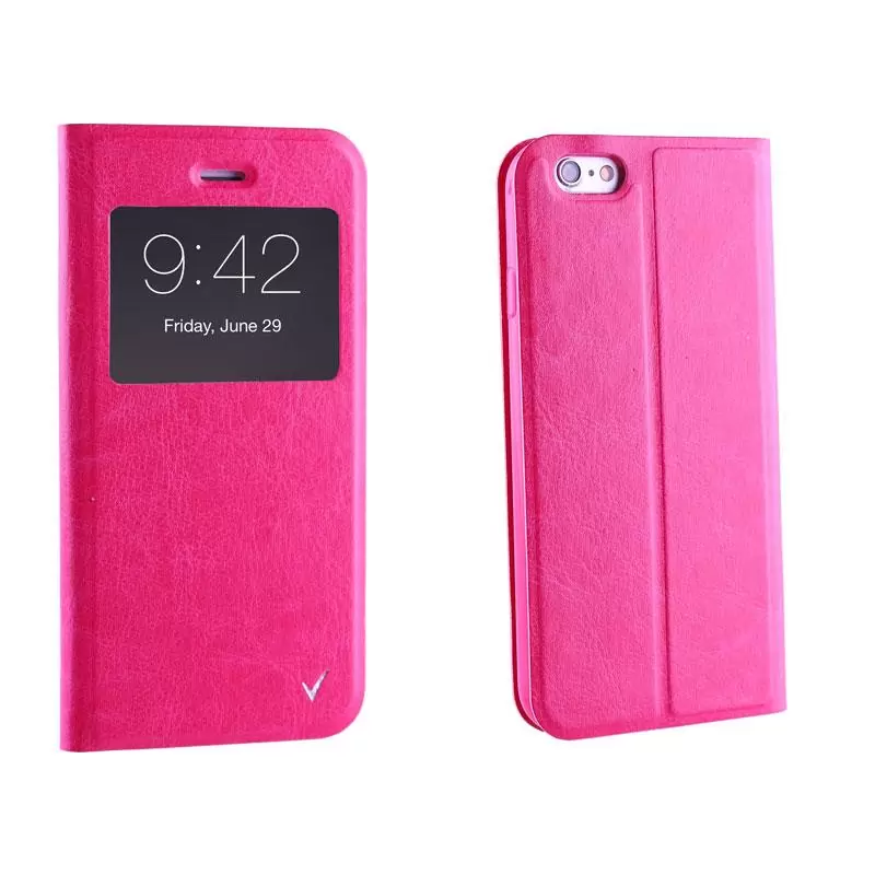 matshop.gr - VOLTE-TEL ΘΗΚΗ IPHONE 6S/6 4.7" LEATHER-TPU VIEW BOOK STAND PINK