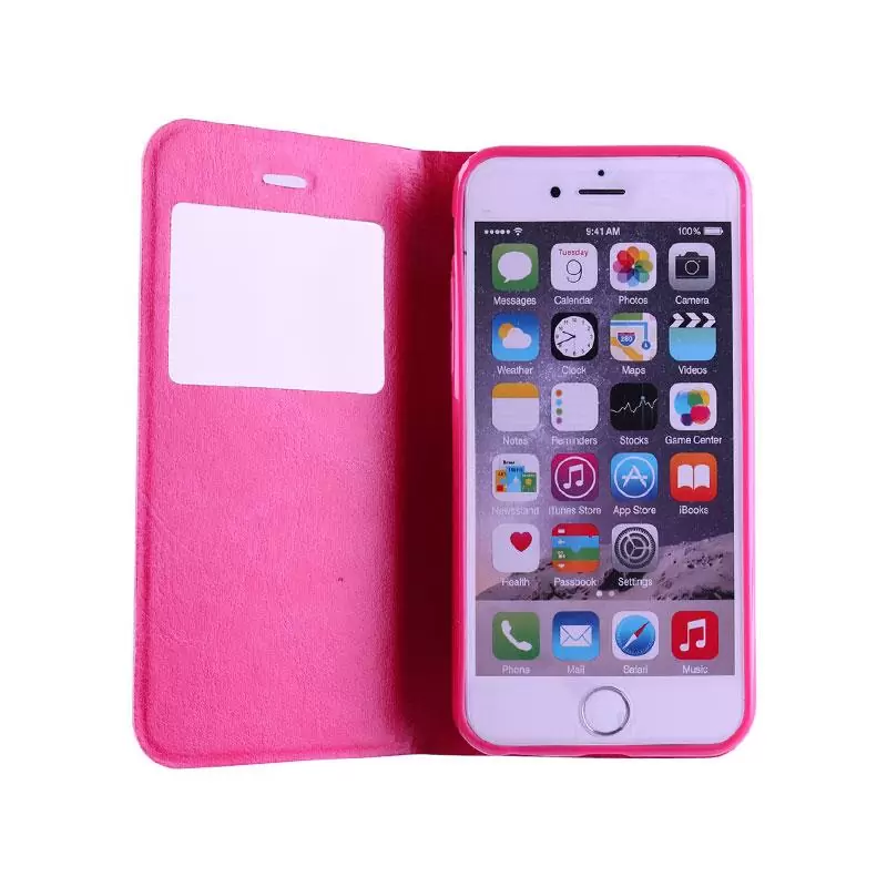 matshop.gr - VOLTE-TEL ΘΗΚΗ IPHONE 6S/6 4.7" LEATHER-TPU VIEW BOOK STAND PINK
