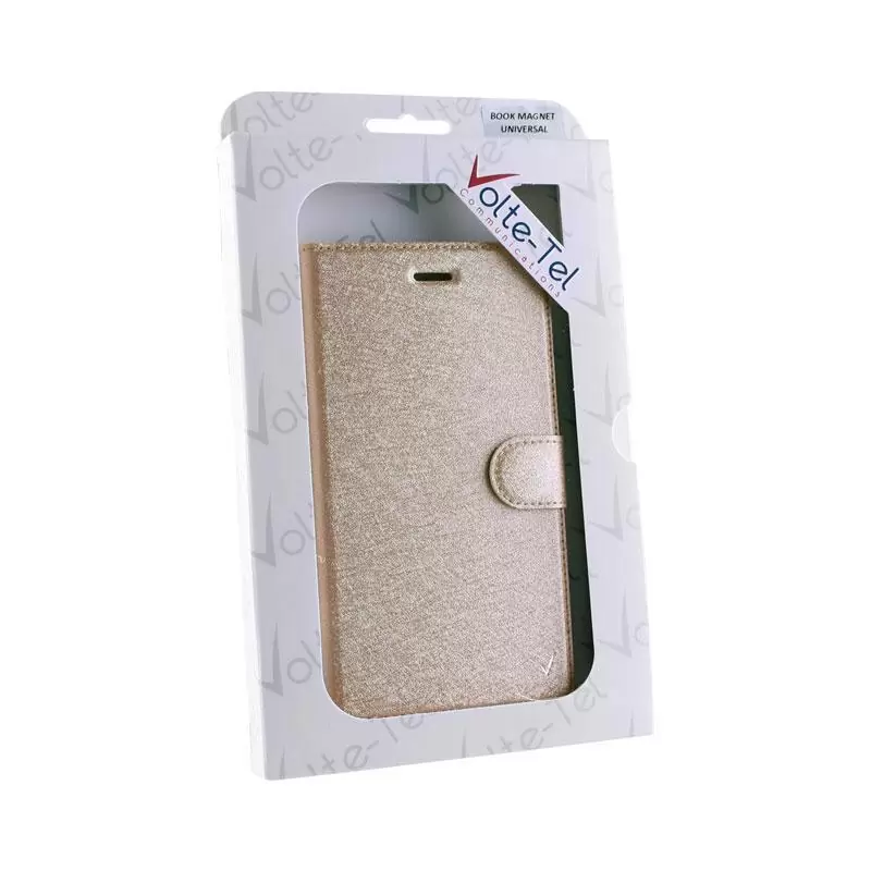 matshop.gr - VOLTE-TEL ΘΗΚΗ UNIVERSAL 4.0"-4.6" LEATHER GOLD BOOK 3M MAGNET