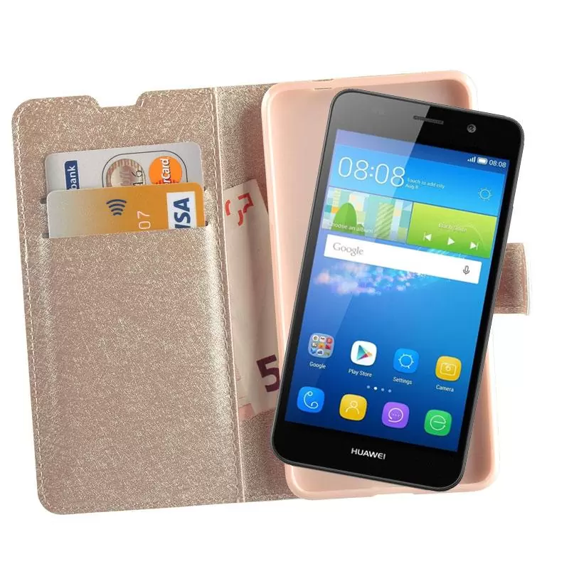 matshop.gr - VOLTE-TEL ΘΗΚΗ HUAWEI Y6 LEATHER GOLD-TPU BOOK STAND