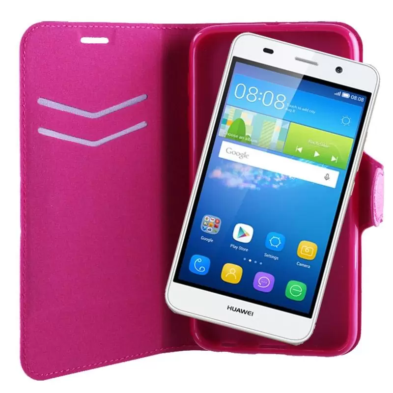matshop.gr - VOLTE-TEL ΘΗΚΗ HUAWEI Y6 LINE LEATHER-TPU BOOK STAND PINK