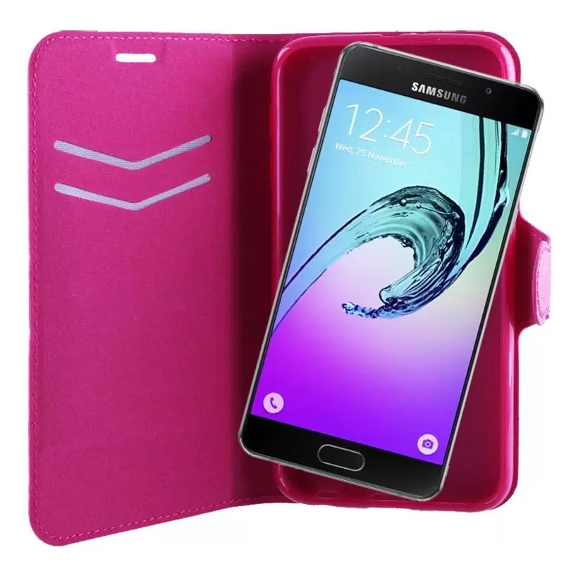 matshop.gr - VOLTE-TEL ΘΗΚΗ SAMSUNG A5 2016 A510 LINE LEATHER-TPU BOOK STAN PINK
