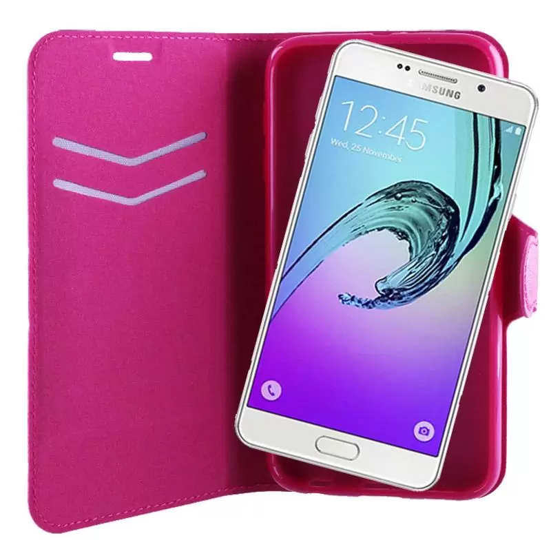 matshop.gr - VOLTE-TEL ΘΗΚΗ SAMSUNG A7 A710 2016 LINE LEATHER-TPU BOOK STAND PINK