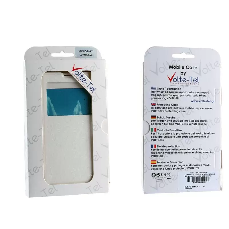 matshop.gr - VOLTE-TEL ΘΗΚΗ MICROSOFT LUMIA 650 5.0" LEATHER-TPU VIEW BOOK STAND WHITE
