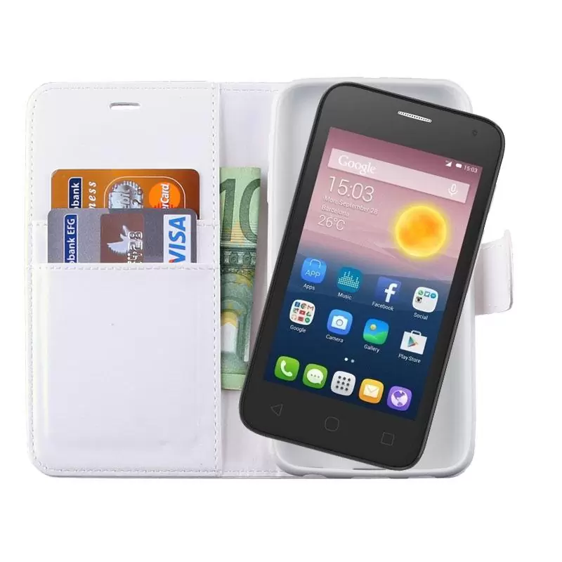 matshop.gr - VOLTE-TEL ΘΗΚΗ ALCATEL PIXI FIRST 4024D LEATHER-TPU BOOK STAND WHITE