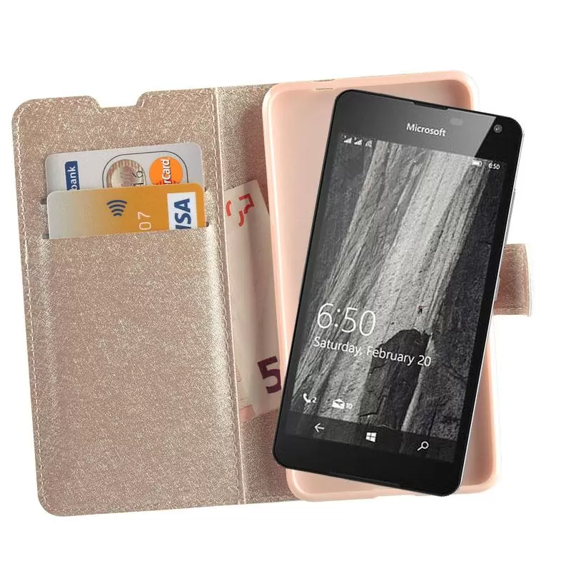 matshop.gr - VOLTE-TEL ΘΗΚΗ MICROSOFT LUMIA 650 5.0" LEATHER GOLD-TPU BOOK STAND