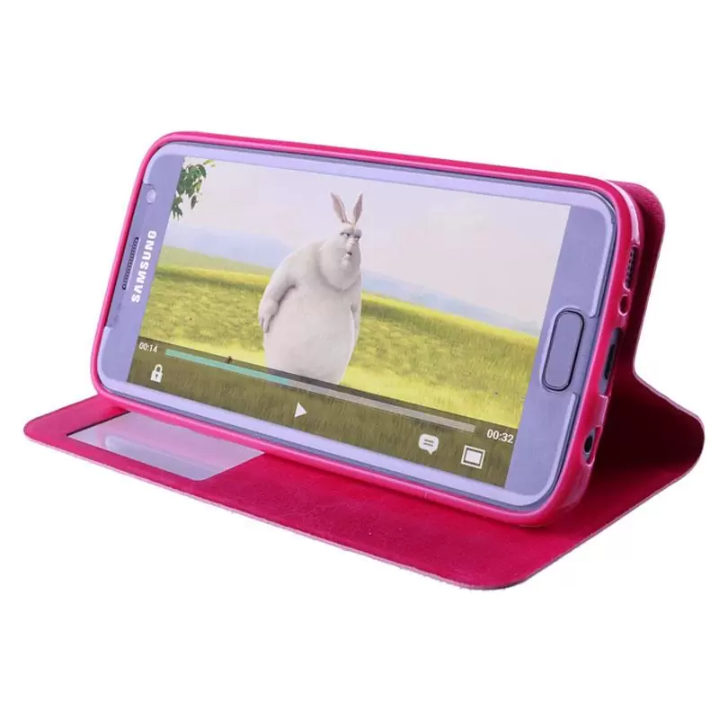 matshop.gr - VOLTE-TEL ΘΗΚΗ SAMSUNG S7 G930 5.1"LEATHER-TPU VIEW BOOK STAND PINK
