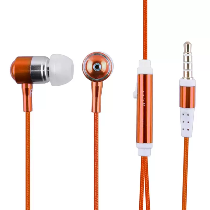 matshop.gr - HANDS FREE UNIVERSAL 3.5mm 1.2m BRAIDED VT780 STEREO ON/OFF ORANGE VOLTE-TEL