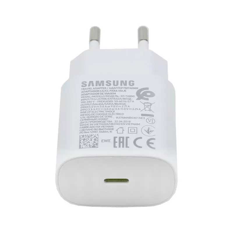 matshop.gr - TRAVEL SAMSUNG EP-TA800EWE TYPE C 5V 3A/9V 2.77A 25W WHITE BULK OR