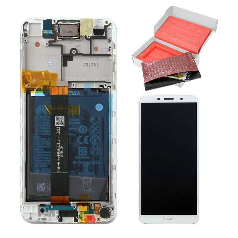 matshop.gr - HUAWEI Y5 2018/HONOR 7S ΟΘΟΝΗ + TOUCH SCREEN + LENS + FRAME + BATTERY 02351XHT WHITE ORIGINAL SERVICE PACK