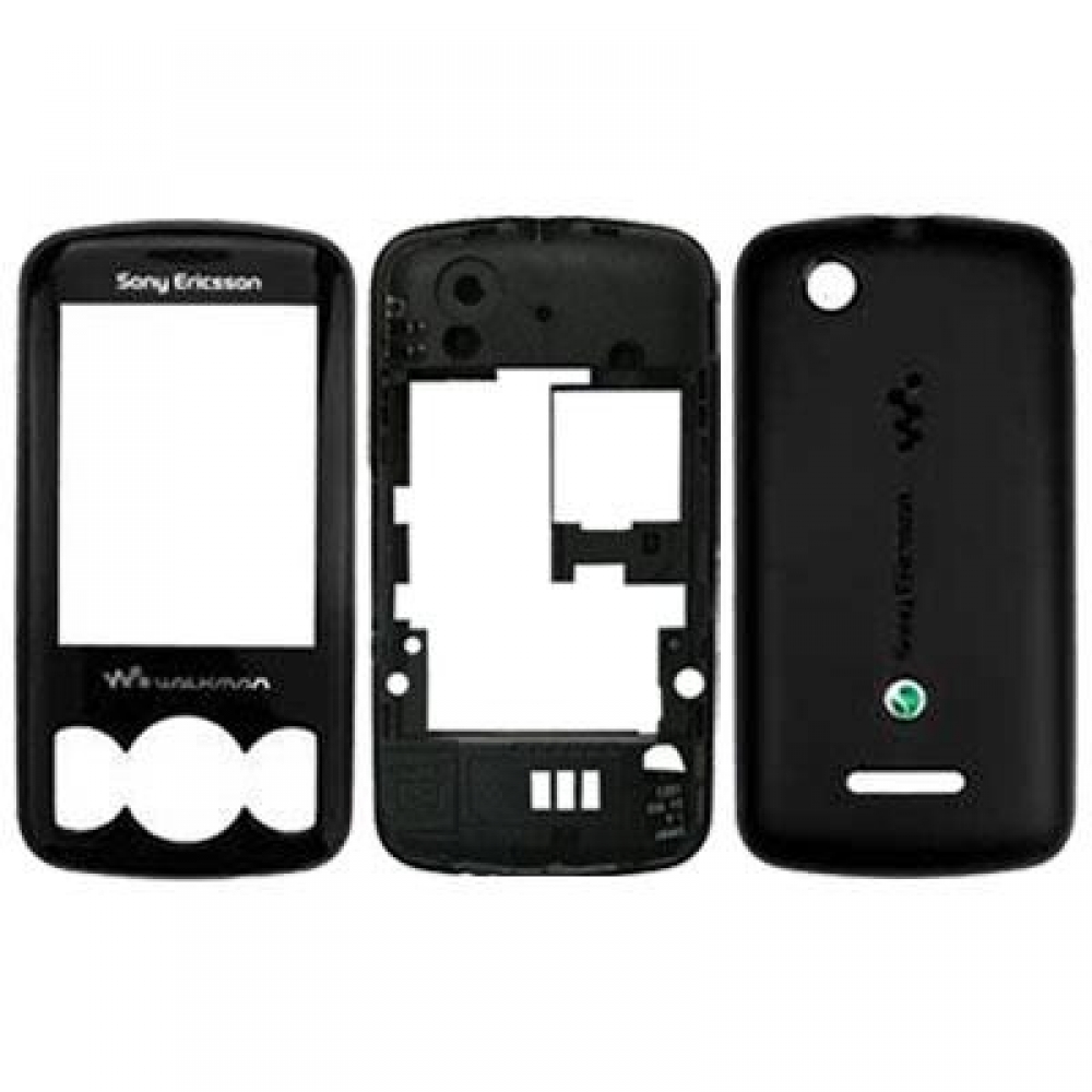 matshop.gr - SONY ERICSSON W100i SPIRO BLACK FRONT+LENS-MIDDLE-BATT COV. 3POR