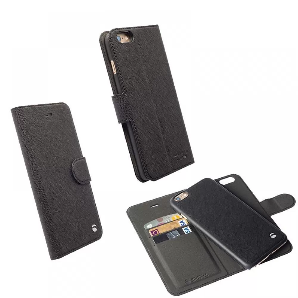matshop.gr - KRUSELL ΘΗΚΗ IPHONE 6 PLUS 5.5" LEATHER MALMO FLIPWALLET 2 IN 1 BLACK