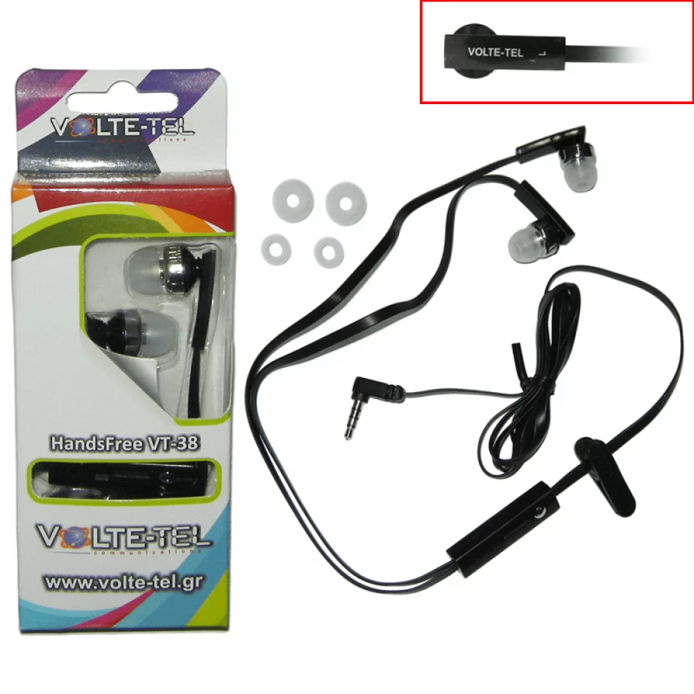 matshop.gr - HANDS FREE NOKIA N81/5310/N96 FLAT BLACK VOLTE-TEL VT38 STEREO ON/OFF