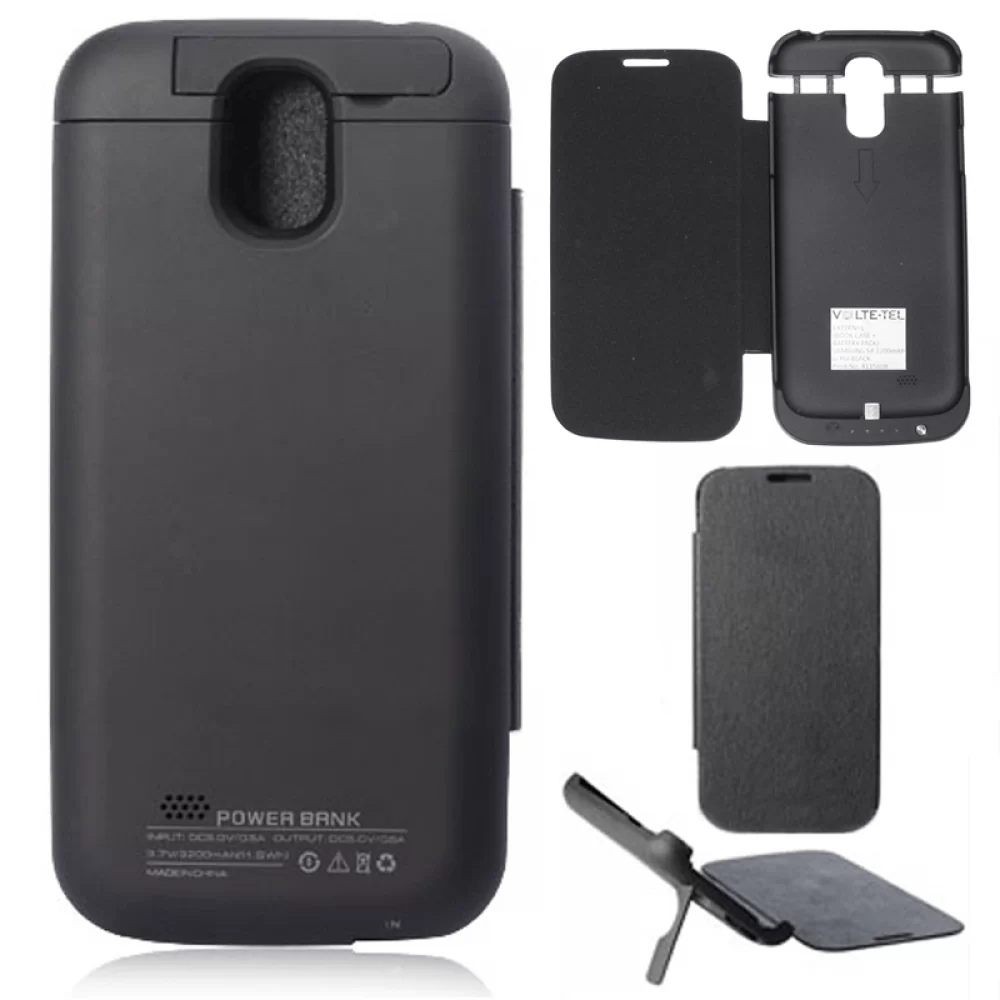 matshop.gr - SAMSUNG S4 MINI EXTERNAL (BOOK CASE BATTERY+STAND) 3000mAh BLACK