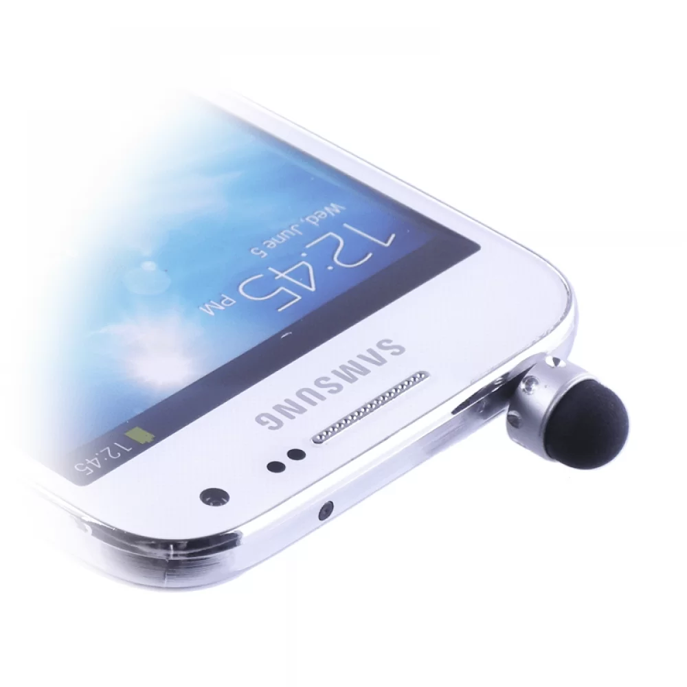matshop.gr - EARPHONE ANTI-DUST JACK PLUG 3.5mm + STYLUS TOUCH PEN SILVER