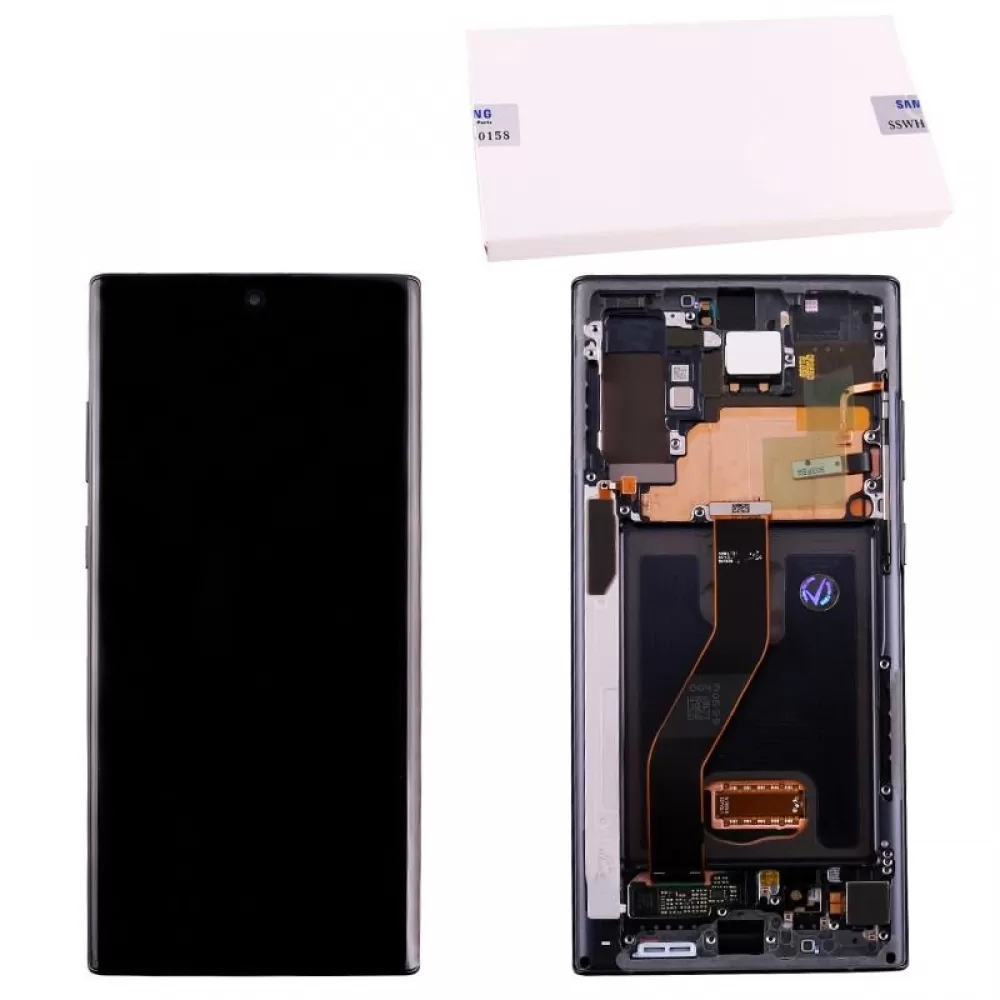 matshop.gr - SAMSUNG N975F NOTE 10 PLUS ΟΘΟΝΗ + TOUCH SCREEN + LENS + FRAME GH82-21621A BLACK ORIGINAL SERVICE PACK