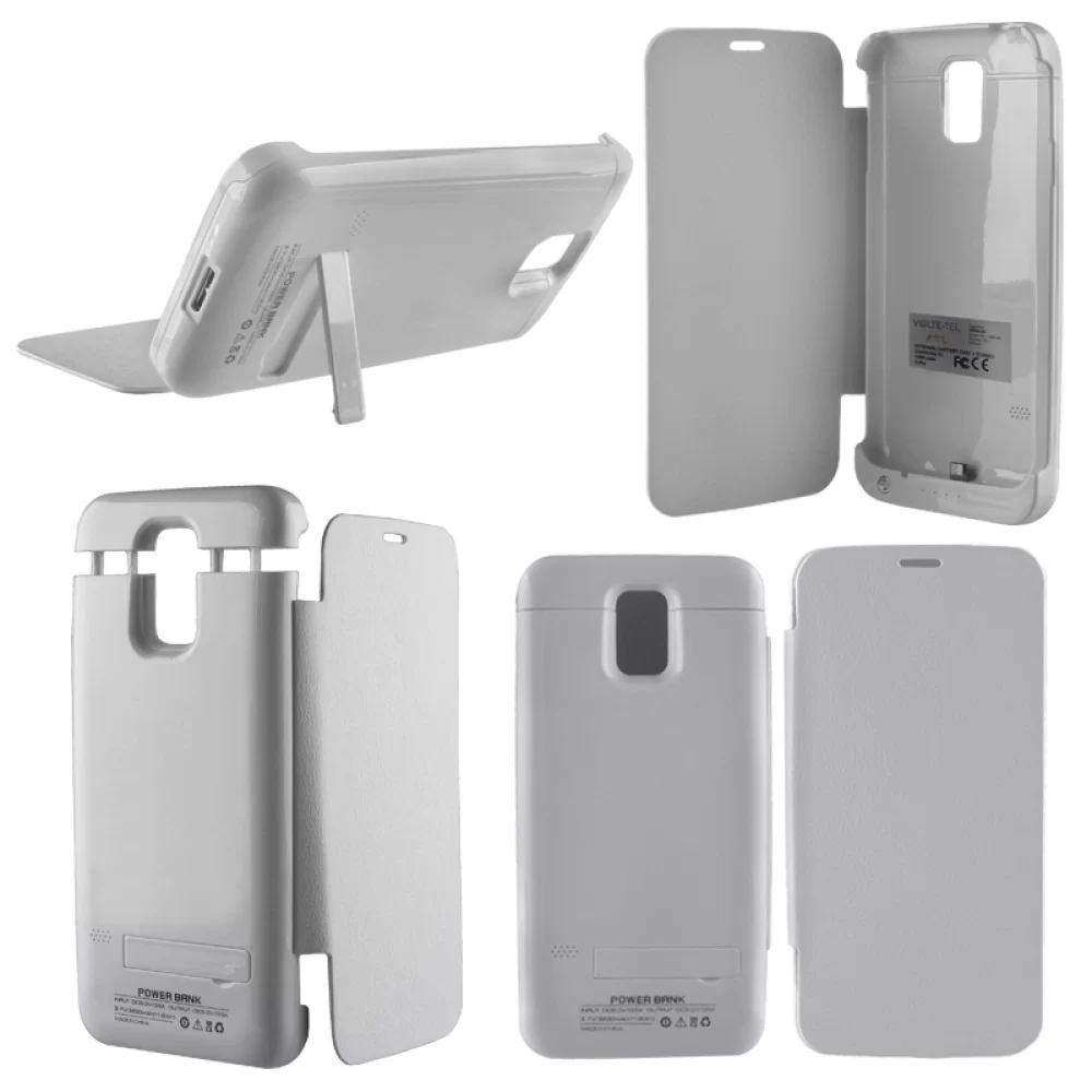 matshop.gr - SAMSUNG G900 S5 EXTERNAL(BOOK CASE BATTERY+STAND)3200 mAh WHITE