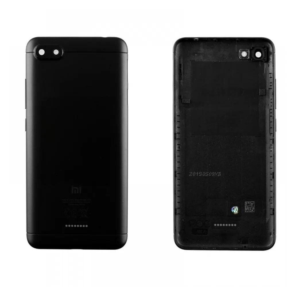 matshop.gr - XIAOMI REDMI 6A BATTERY COVER + CAMERA/FLASH LENS+SIDE KEYS BLACK ORIGINAL SERVICE PACK