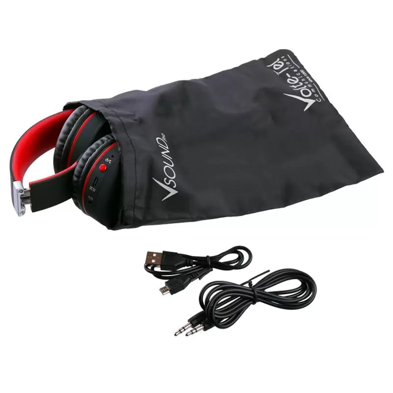 matshop.gr - VOLTE-TEL STEREO BLUETOOTH HEADPHONES V SOUND PRO VT900 BLACK-RED