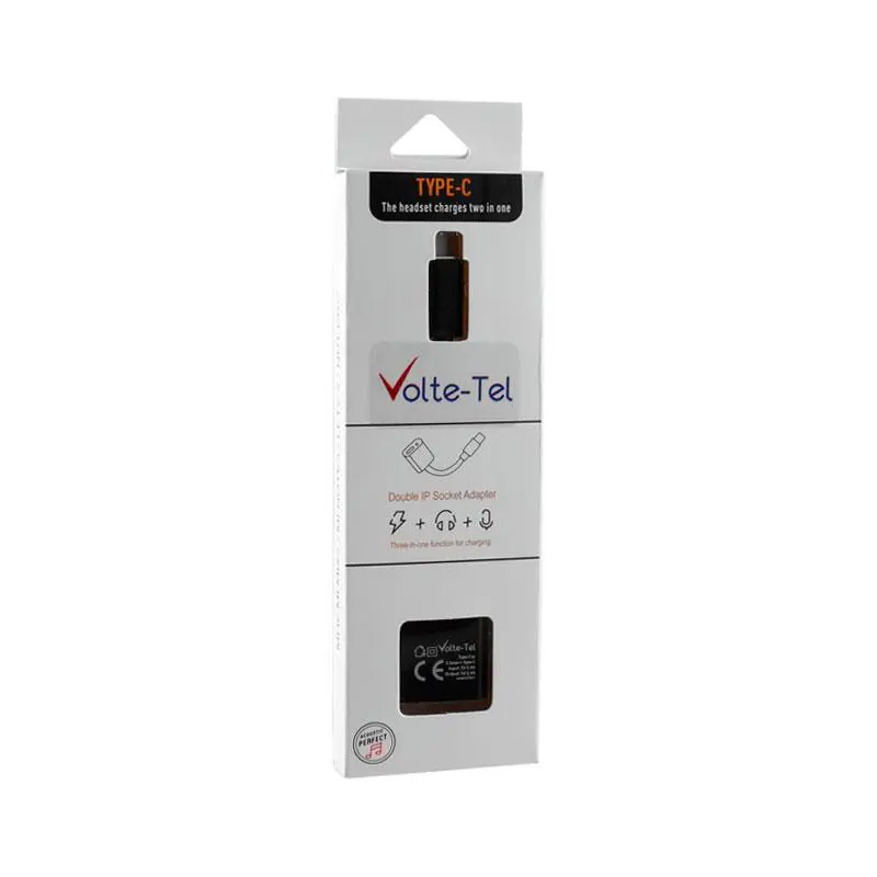 matshop.gr - VOLTE-TEL ΜΕΤΑΤΡΟΠΕΑΣ 2 IN 1 ΦΟΡΤΙΣΗΣ ΚΑΙ AUDIO ADAPTER TYPE C TO 3.5MM JACK+TYPE C 2.4A BLACK