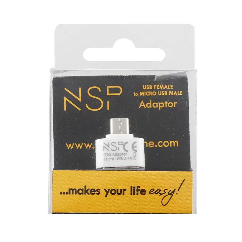 matshop.gr - NSP ΜΕΤΑΤΡΟΠΕΑΣ USB 2.0 OTG 2.4A FEMALE ΣΕ MICRO USB MALE WHITE