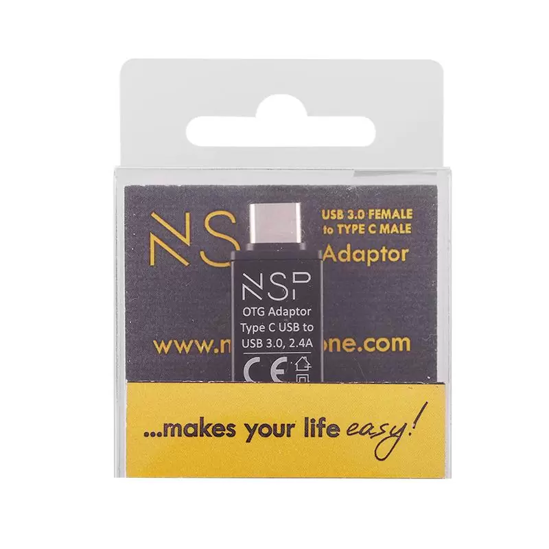 matshop.gr - NSP ΜΕΤΑΤΡΟΠΕΑΣ USB 3.0 OTG 2.4A FEMALE ΣΕ TYPE C MALE BLACK