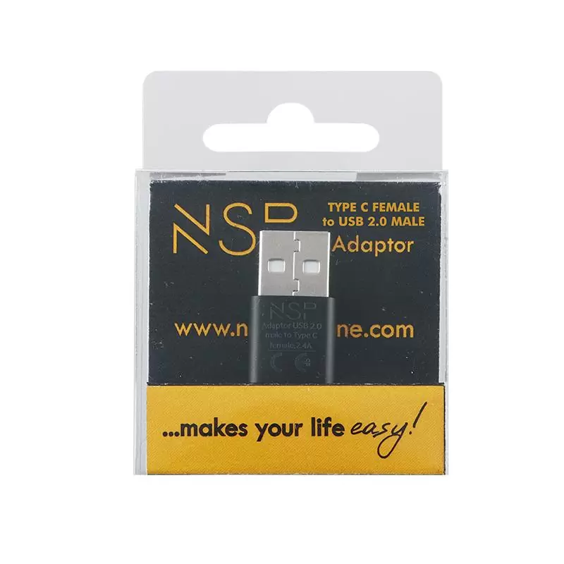 matshop.gr - NSP ΜΕΤΑΤΡΟΠΕΑΣ TYPE C FEMALE TO USB 2.0 MALE 2.4A BLACK