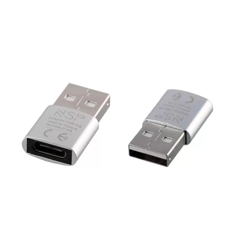 matshop.gr - NSP ΜΕΤΑΤΡΟΠΕΑΣ TYPE C FEMALE TO USB 2.0 MALE 2.4A SILVER