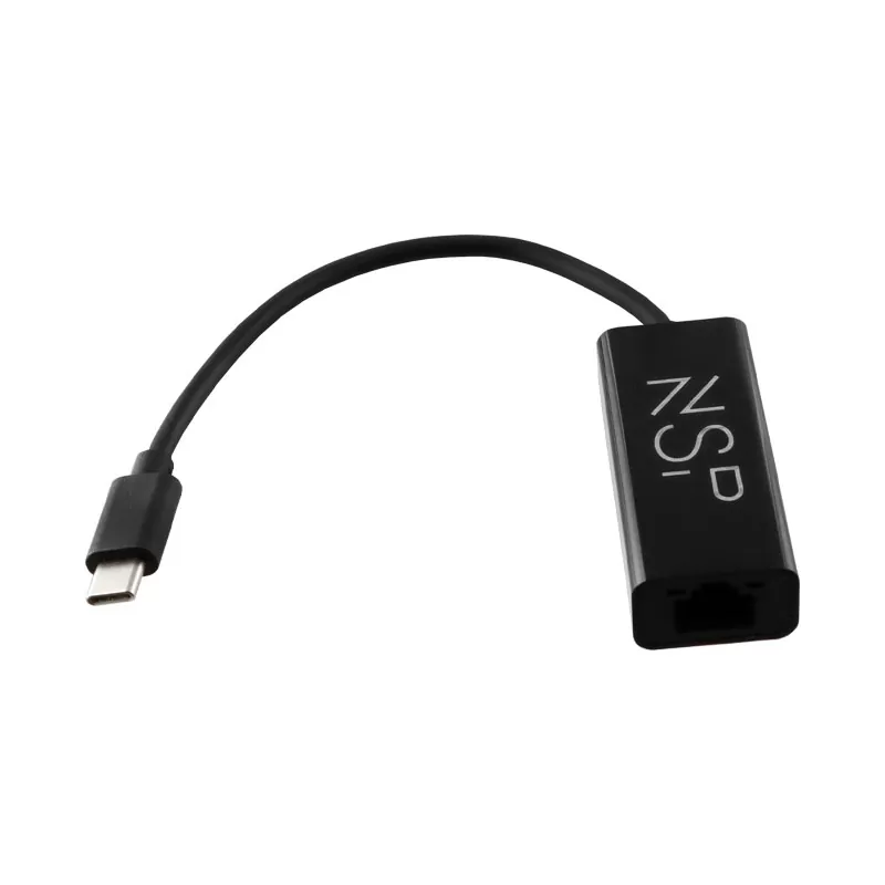 matshop.gr - NSP N08 ADAPTER USB 3.1 TYPE C TO RJ45 GIGABIT ETHERNET ADAPTOR WITH LED 1000Mbps BLACK