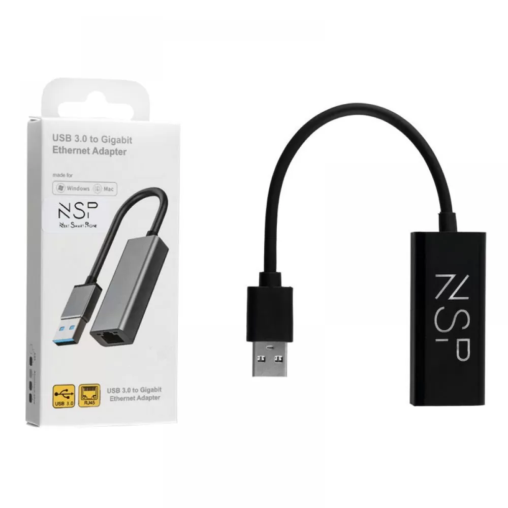 matshop.gr - NSP N07 ADAPTER USB 3.0 TO RJ45 GIGABIT ETHERNET ADAPTOR 1000Mbps BLACK