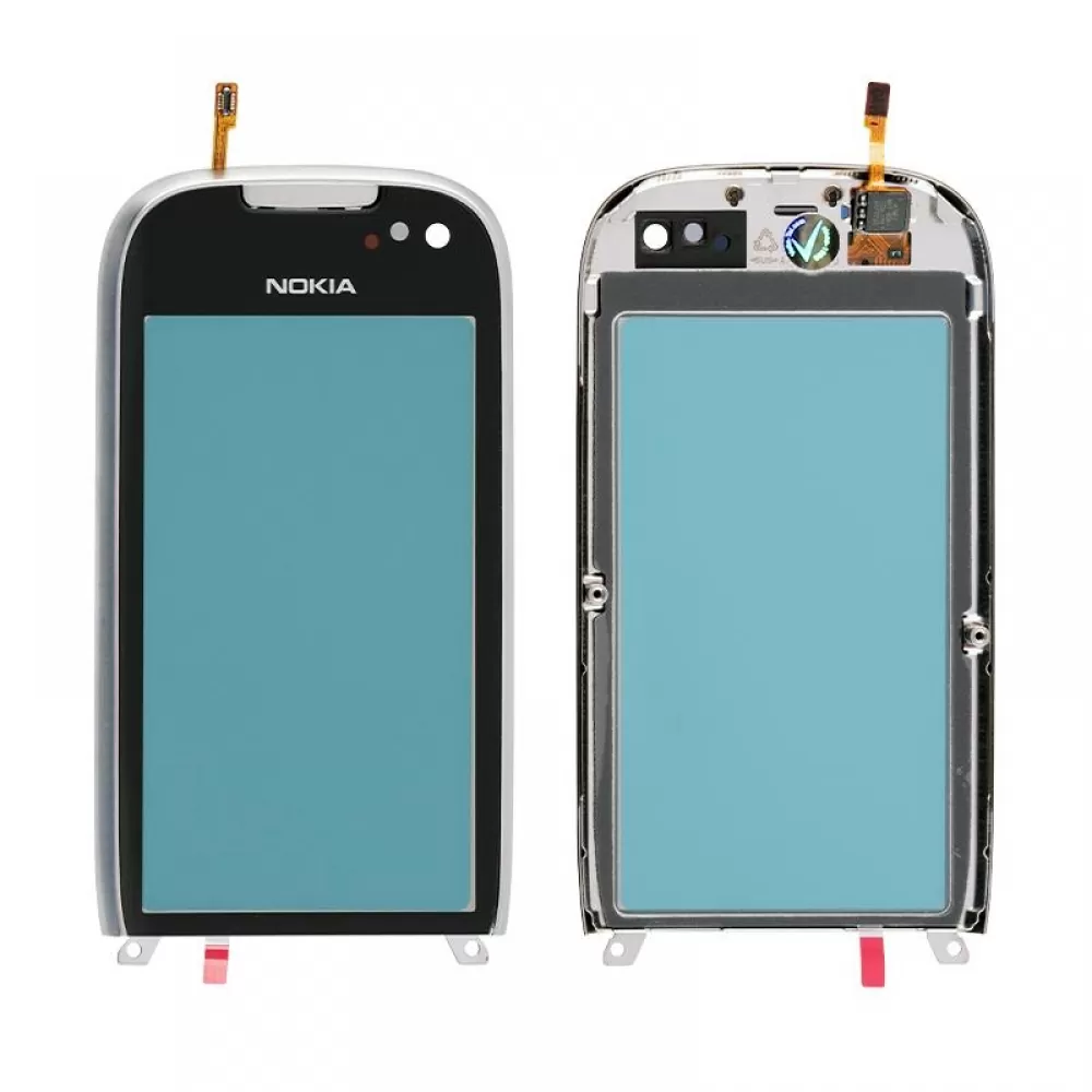 matshop.gr - NOKIA 701 TOUCH SCREEN + FRONT COVER SILVER 3P OR