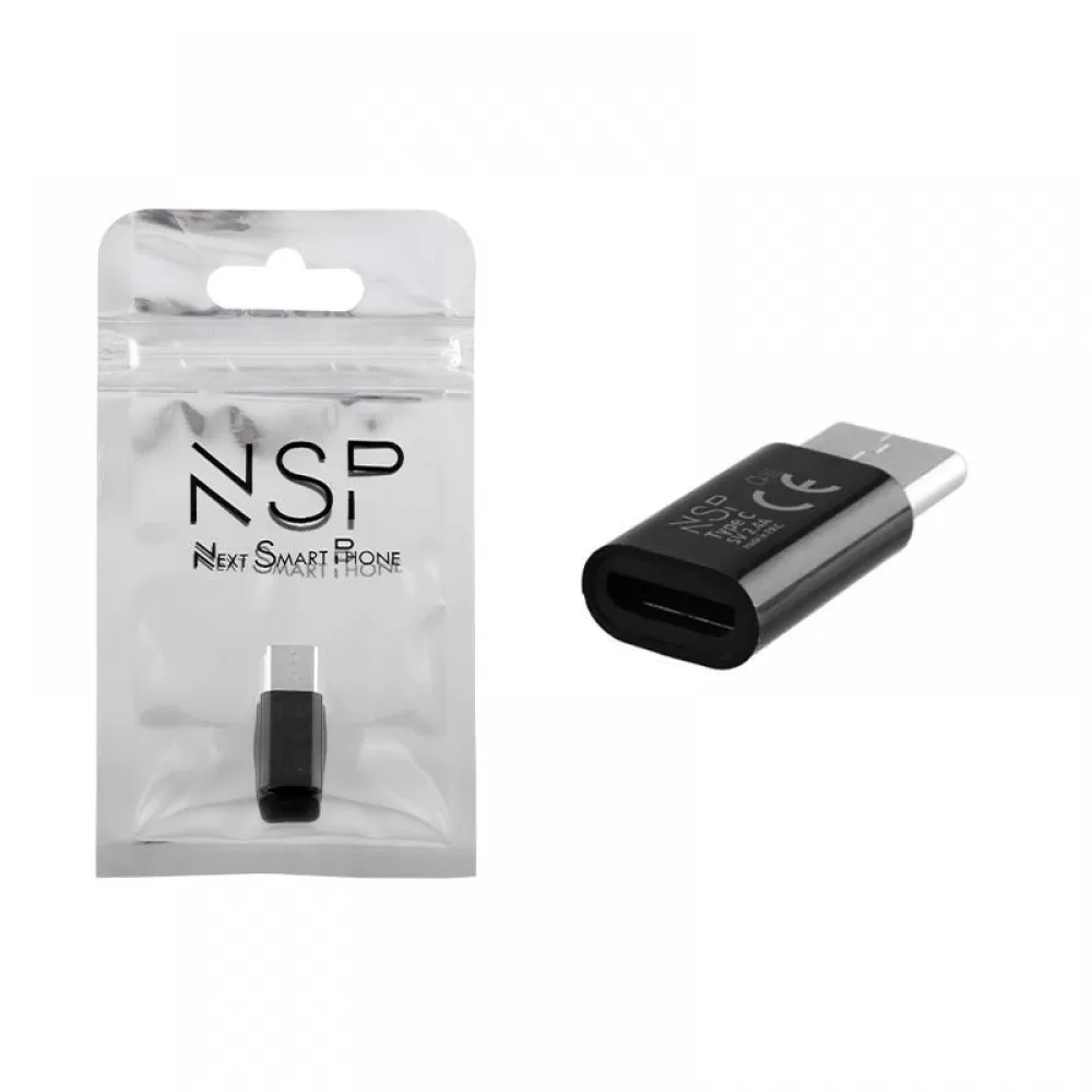 matshop.gr - NSP ΜΕΤΑΤΡΟΠΕΑΣ MICRO USB FEMALE TO TYPE C MALE BLACK