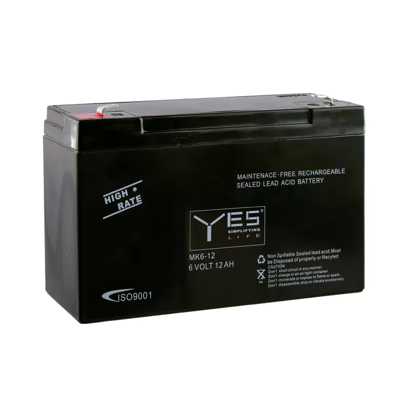 matshop.gr - YES ΜΠΑΤΑΡΙΕΣ ΜΟΛΥΒΔΟΥ 6V 12Ah (150x92x48) ΑΚΡΟΔΕΚΤΗΣ T1/F1 4,75mm