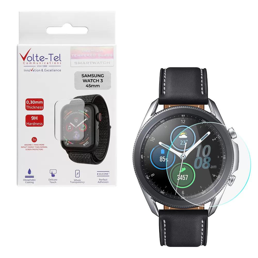 matshop.gr - VOLTE-TEL TEMPERED GLASS SAMSUNG WATCH 3 45mm R840/R845 1.40" 9H 0.30mm 2.5D FULL GLUE FULL COVER
