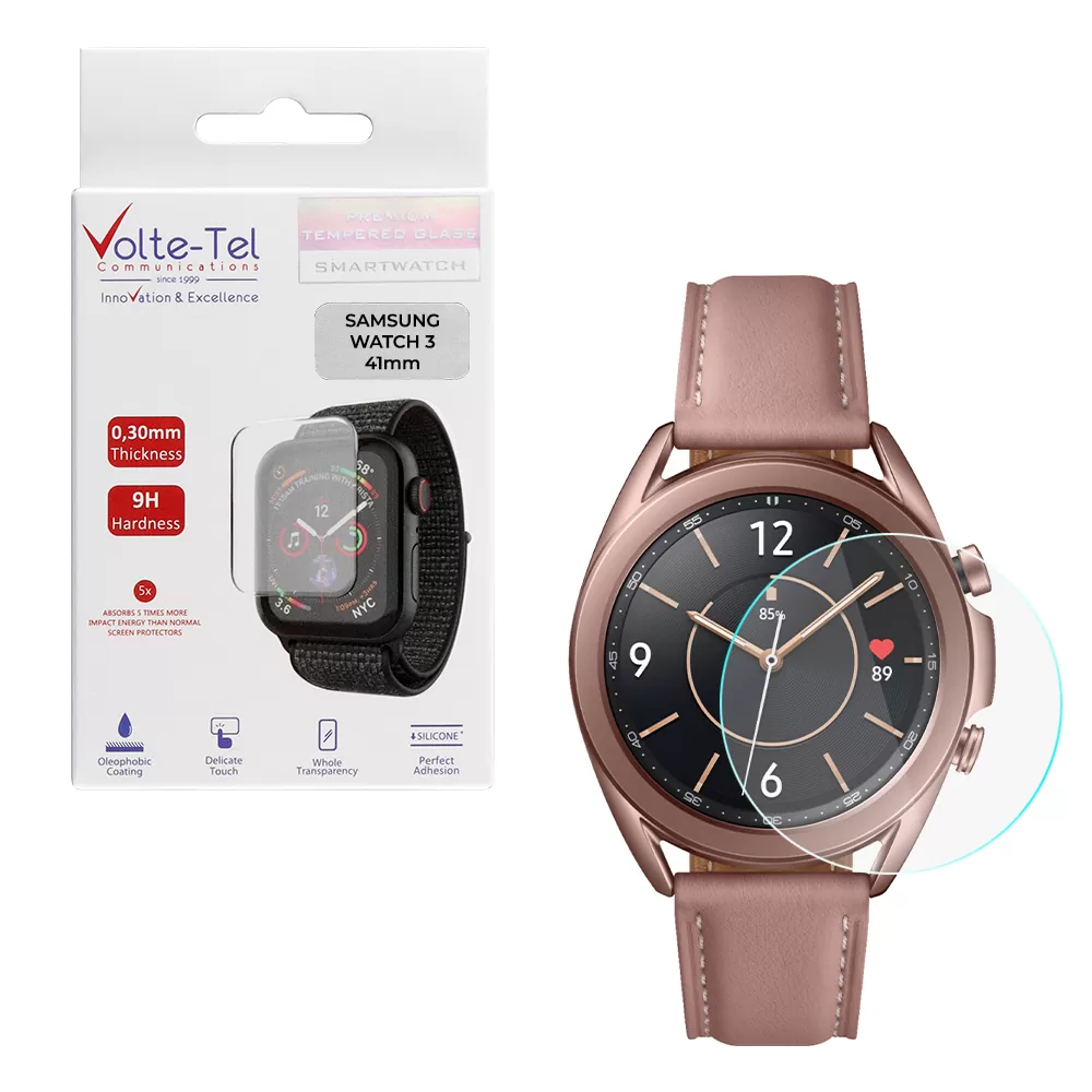 matshop.gr - VOLTE-TEL TEMPERED GLASS SAMSUNG WATCH 3 41mm R850/R855 1.20" 9H 0.30mm 2.5D FULL GLUE FULL COVER