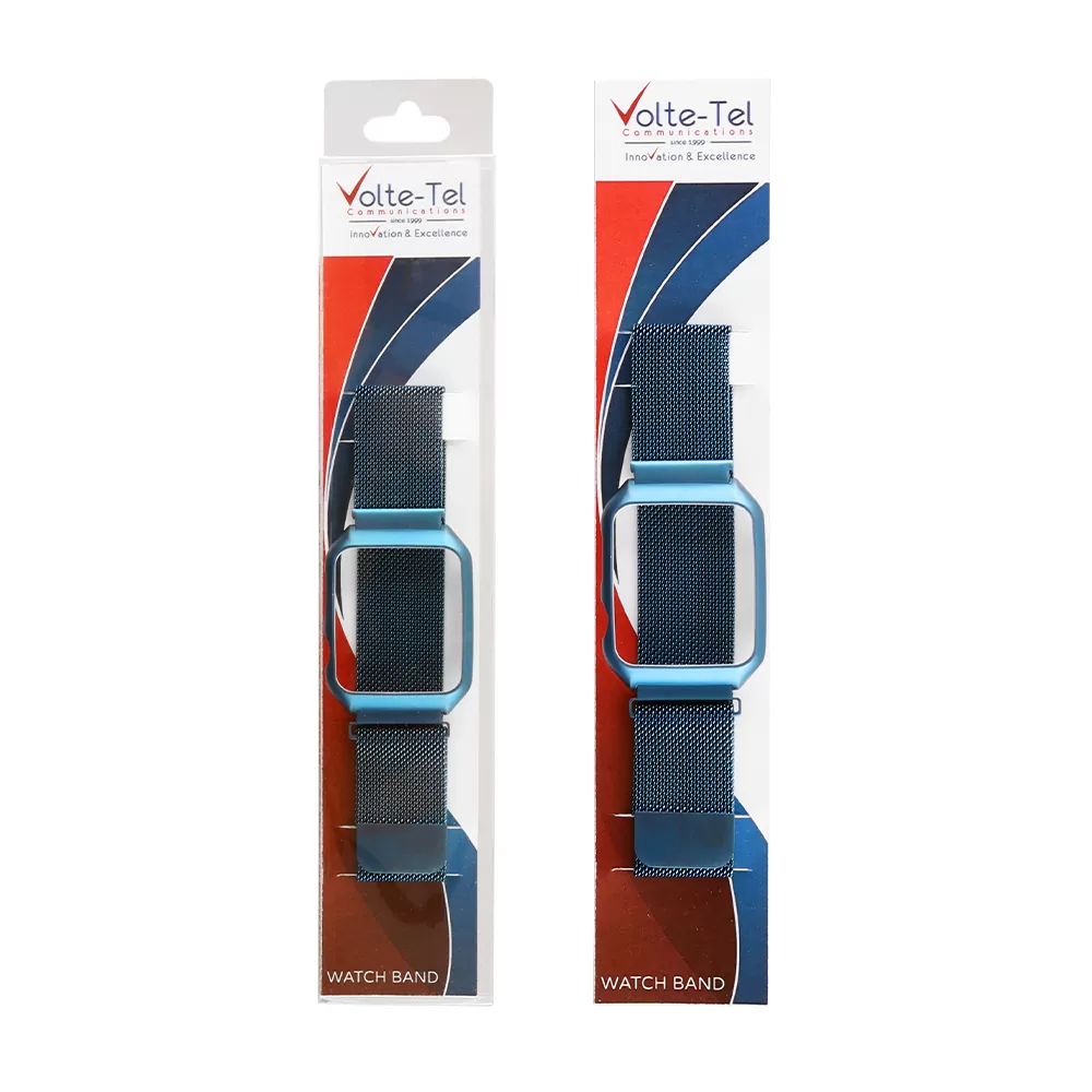 matshop.gr - VOLTE-TEL ΛΟΥΡΑΚΙ ΜΕΤΑΛΛΙΚΟ ΜΕ ΠΛΑΙΣΙΟ APPLE WATCH 38mm /WATCH 2/WATCH 3 22mm BLUE