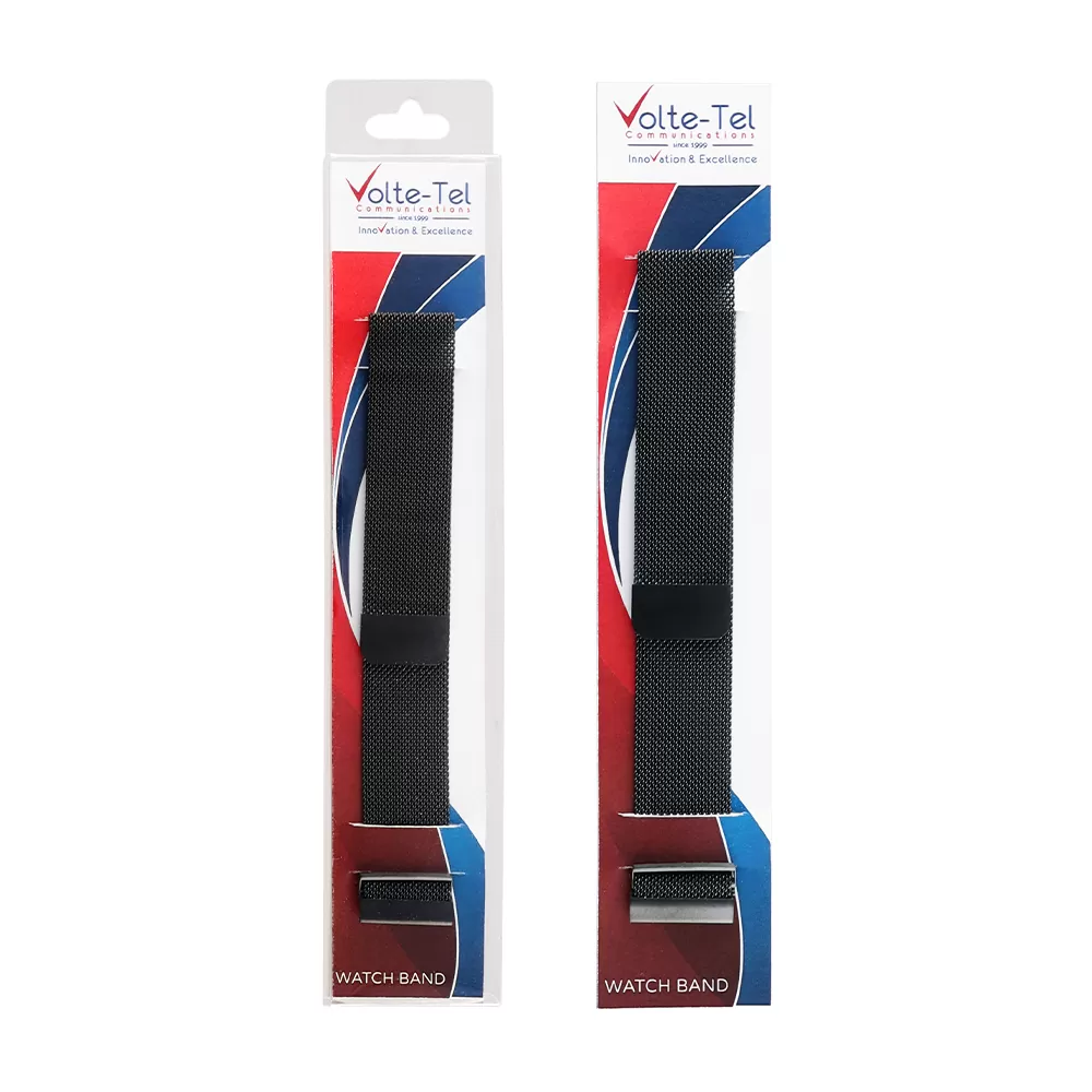 matshop.gr - VOLTE-TEL ΛΟΥΡΑΚΙ ΡΟΛΟΓΙΟΥ ΑΝΟΞΕΙΔΩΤΟ ΑΤΣΑΛΙ UNIVERSAL 22mm ΔΙΧΤΥ BLACK