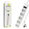 matshop.gr - LIME ΠΟΛΥΠΡΙΖΟ 5 ΣΟΥΚΟ LS-530W ΜΕ ΔΙΑΚΟΠΤΗ - ΠΑΙΔΙΚΗ ΠΡΟΣΤΑΣΙΑ ΥΠΕΡΤΑΣΗΣ & ΥΠΕΡΦΟΡΤΩΣΗΣ (3x1.5mm2) 3.0m ΑΣΠΡΟ