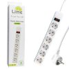 matshop.gr - LIME ΠΟΛΥΠΡΙΖΟ 6 ΣΟΥΚΟ LS-615W ΜΕ ΔΙΑΚΟΠΤΗ - ΠΑΙΔΙΚΗ ΠΡΟΣΤΑΣΙΑ ΥΠΕΡΤΑΣΗΣ & ΥΠΕΡΦΟΡΤΩΣΗΣ (3x1.5mm2) 1.5m ΑΣΠΡΟ