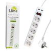matshop.gr - LIME ΠΟΛΥΠΡΙΖΟ 5 ΣΟΥΚΟ + 2 USB 3.5A LS-52US15W ΜΕ ΔΙΑΚΟΠΤΗ - ΠΑΙΔΙΚΗ ΠΡΟΣΤΑΣΙΑ ΥΠΕΡΤΑΣΗΣ & ΥΠΕΡΦΟΡΤΩΣΗΣ (3x1.5mm) 1.5m  ΑΣΠΡΟ