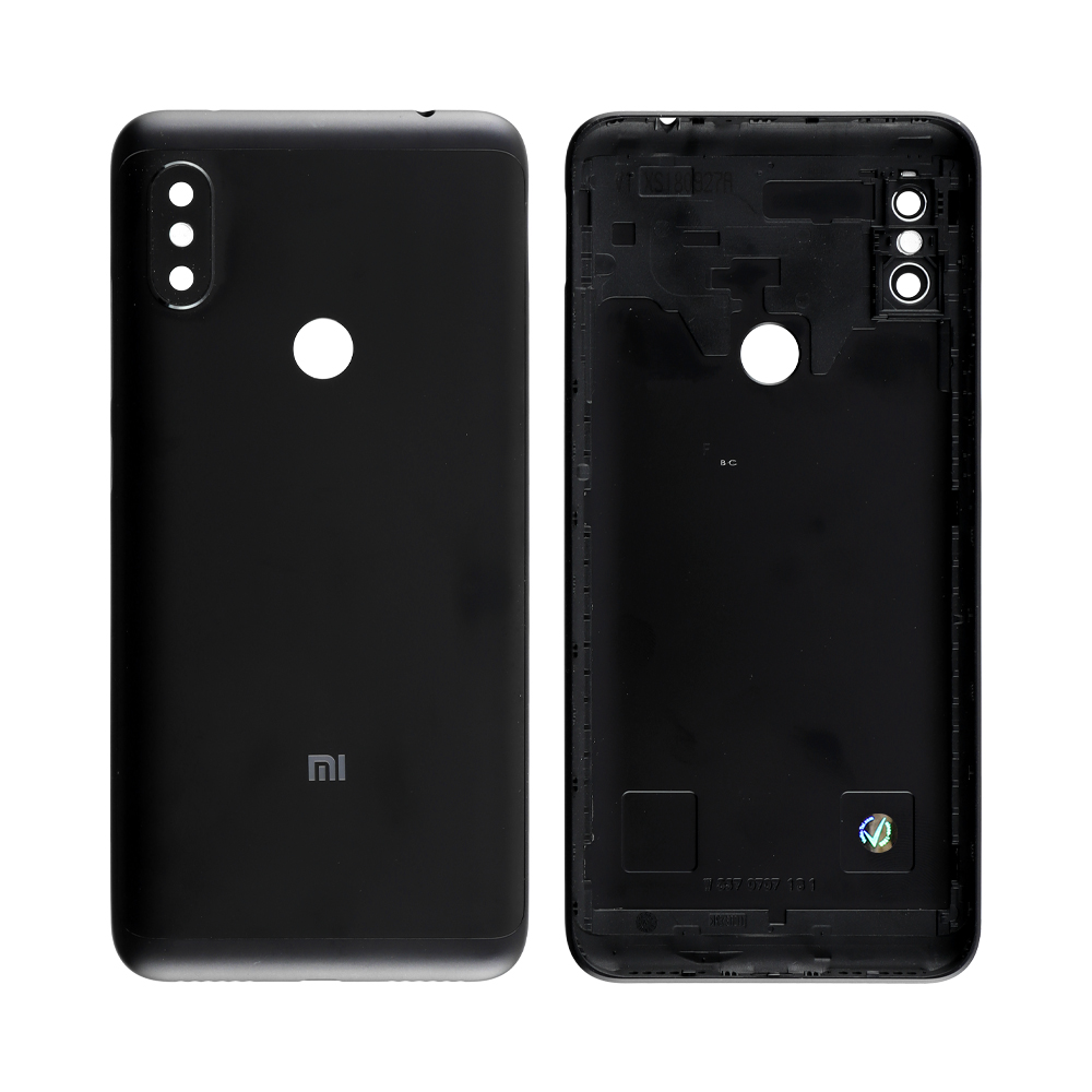 matshop.gr - XIAOMI REDMI NOTE 6 PRO BATTERY COVER +CAMERA LENS BLACK 3P OR