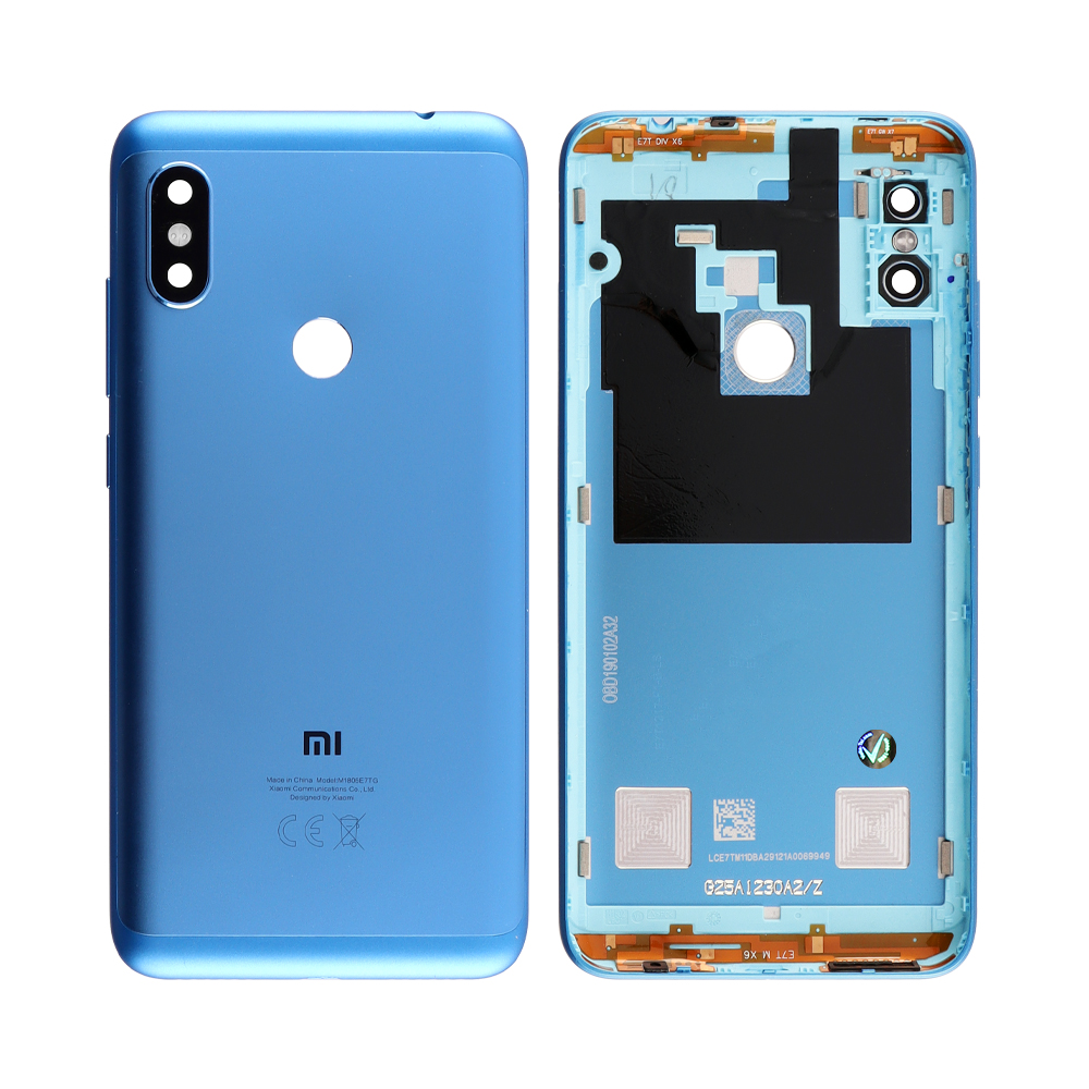 matshop.gr - XIAOMI REDMI NOTE 6 PRO BATTERY COVER +CAMERA LENS BLUE 3P OR