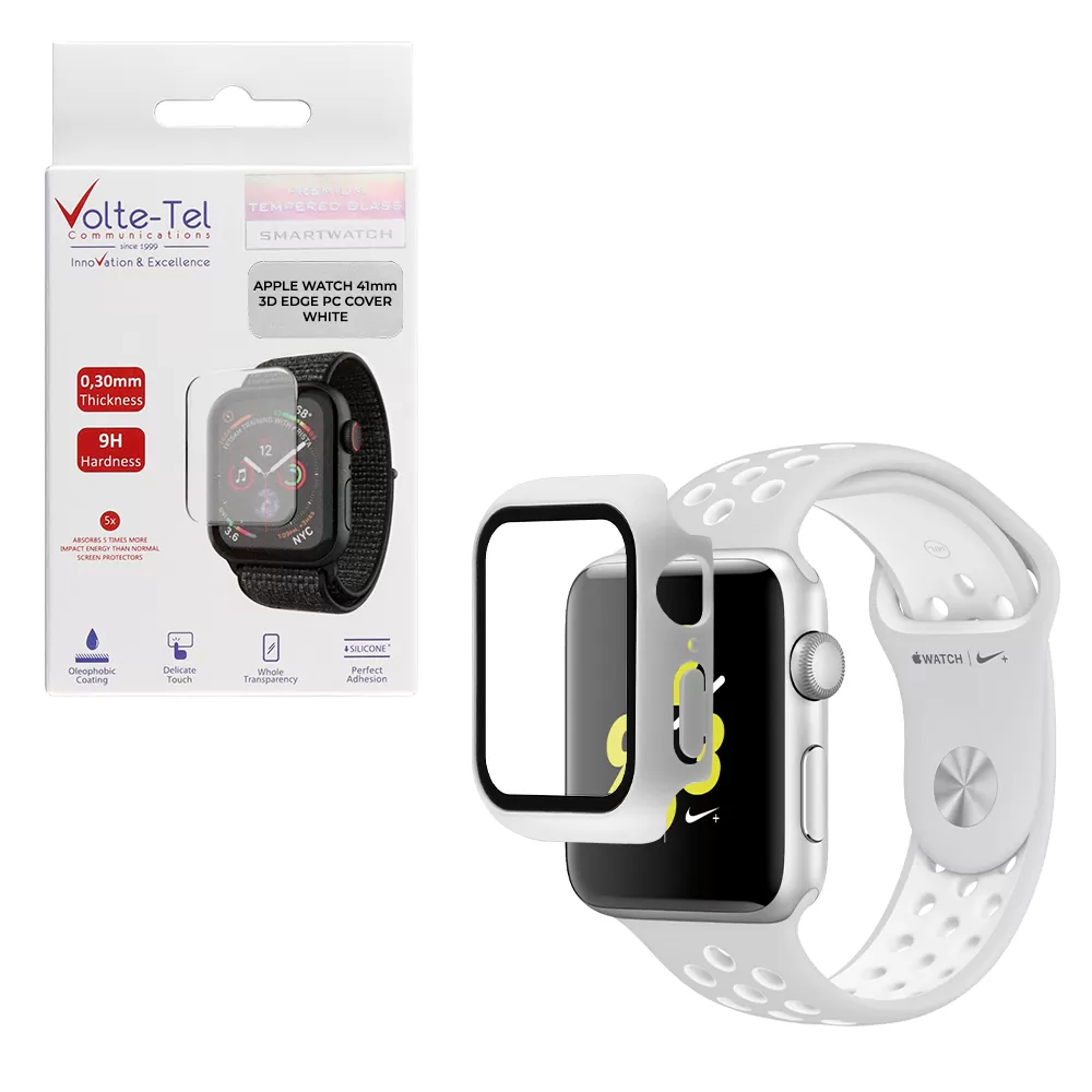 matshop.gr - VOLTE-TEL TEMPERED GLASS APPLE WATCH 41mm 1.69" 9H 0.30mm PC EDGE COVER WITH KEY 3D FULL GLUE FULL COVER RED