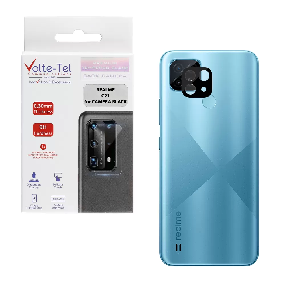 matshop.gr - VOLTE-TEL TEMPERED GLASS REALME C21 6.5" 9H 0.25mm 3D CURVED FOR CAMERA BLACK